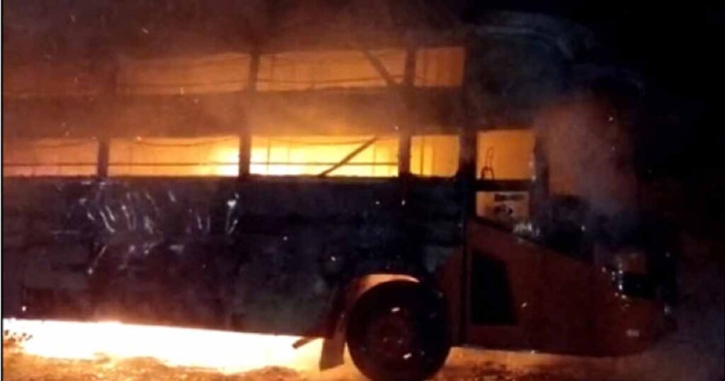Bus Fire in Chotila