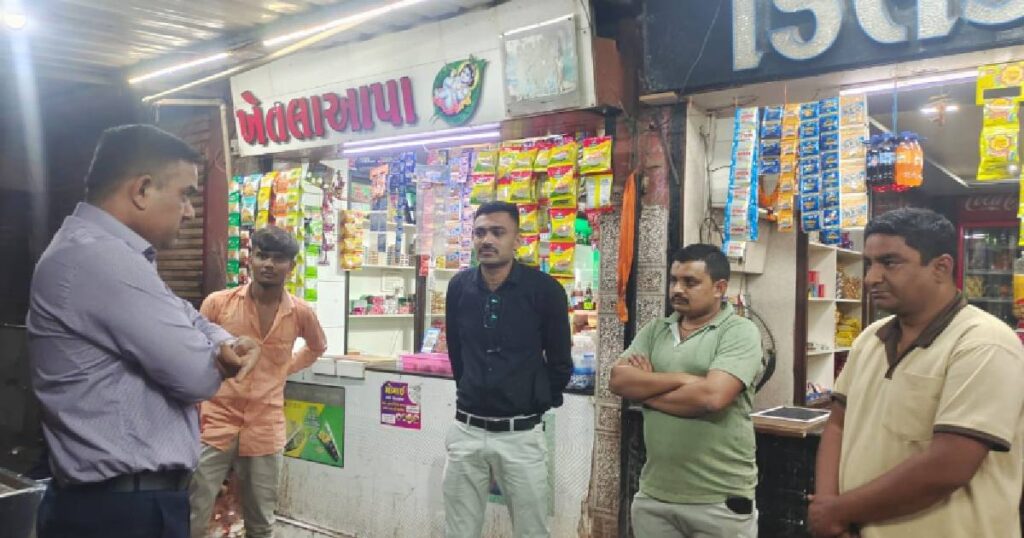 Rajkot Police checking at shop