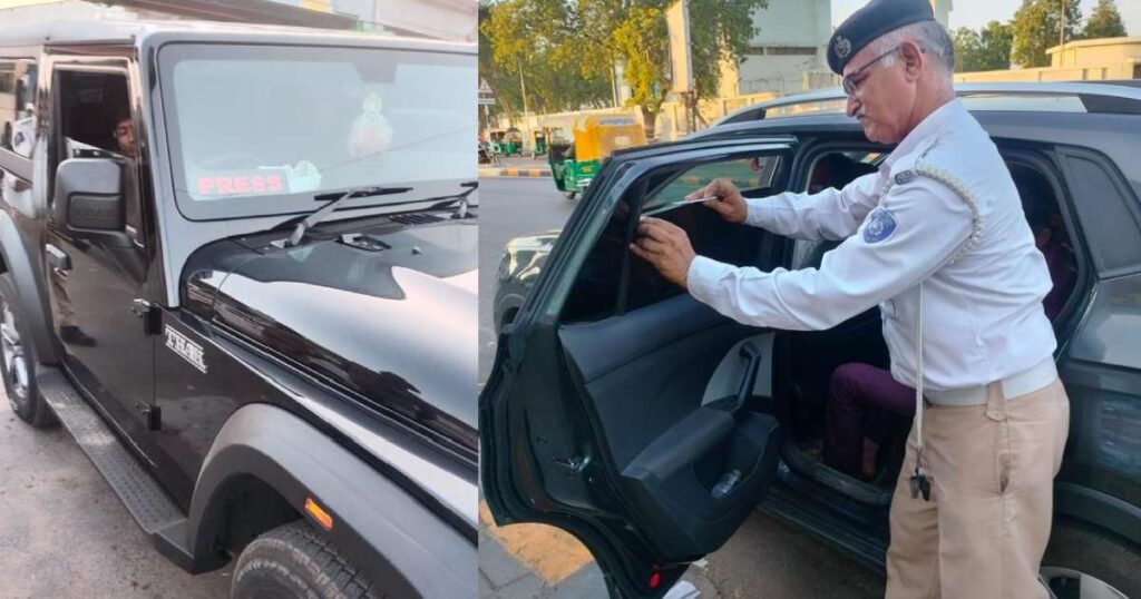 Black film drive by ahmedabad traffic police