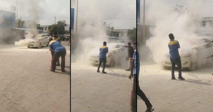 CNG Car Fire in Kadi